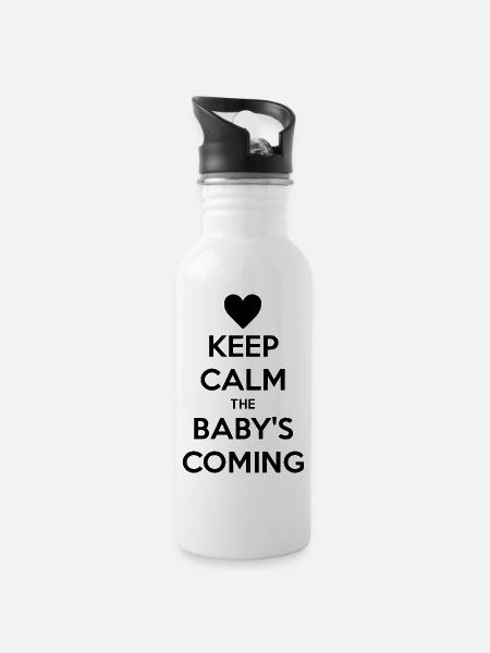keep calm baby - Water bottle with straw - white