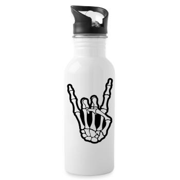 skull rock hand - Trinkflasche mit integriertem Trinkhalm - Weiß - Rechts