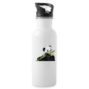 Panda Bambou manger doux mosaïque illustration - Gourde avec paille intégrée - blanc - Droite