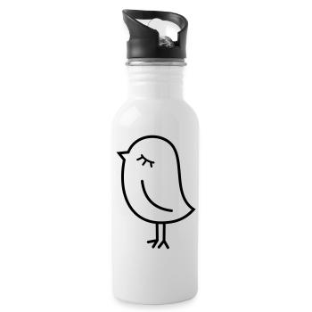 Spatz Vogel – Piepmatz Küken Tweet Vögelchen - Trinkflasche mit integriertem Trinkhalm - Weiß - Rechts