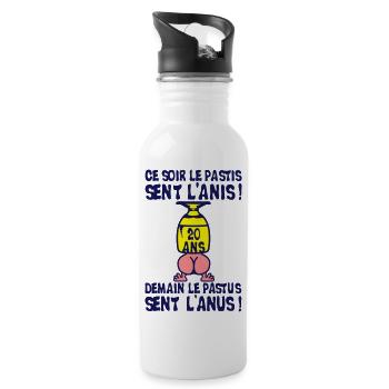 20 ans pastis anis pastus anus anniversaire - Gourde avec paille intégrée - blanc - Droite