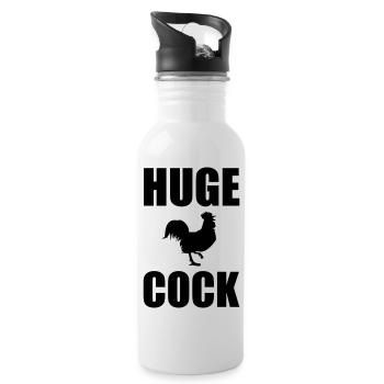 Huge Cock - Trinkflasche mit integriertem Trinkhalm - Weiß - Rechts