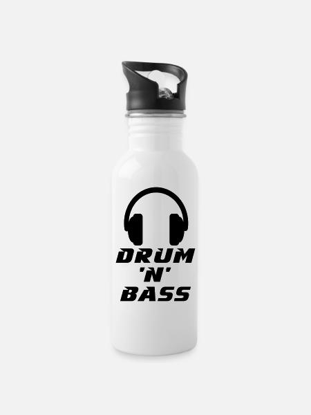 Drum 'n' Bass Music - Water bottle with straw - white