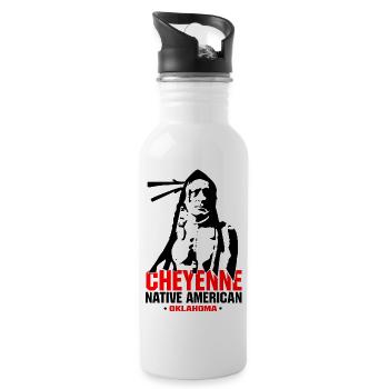 Native American cheyenne - Water bottle with straw - white - Right