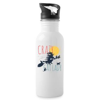 Drôle de cadeau de motif de chat - Gourde avec paille intégrée - blanc - Droite