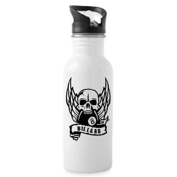 Billardkopf toter Totenkopf Flügel Banner Logo - Trinkflasche mit integriertem Trinkhalm - Weiß - Rechts