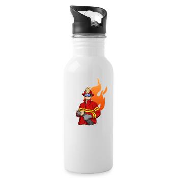 Feuerwehrmann Firefighter - Trinkflasche mit integriertem Trinkhalm - Weiß - Rechts