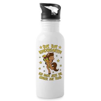 Pferd Pony Bye Bye Kindergarten Einschulung Schule - Trinkflasche mit integriertem Trinkhalm - Weiß - Rechts