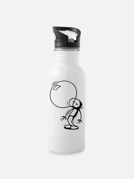 Bubble Willy - Water bottle with straw - white