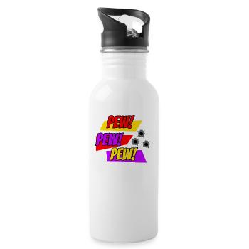 Comic PEW PEW Comic Style - Trinkflasche mit integriertem Trinkhalm - Weiß - Rechts