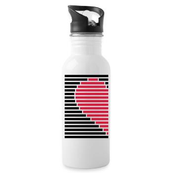 heart partner shirt left - Water bottle with straw - white - Right