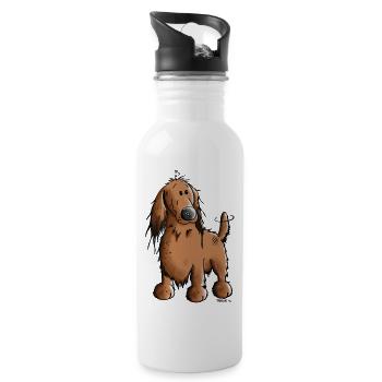 Danica der Dackel - Trinkflasche mit integriertem Trinkhalm - Weiß - Rechts