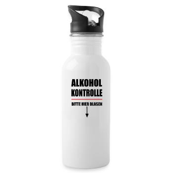 Alkoholkontrolle bier hier blasen lustige Sprüche - Trinkflasche mit integriertem Trinkhalm - Weiß - Rechts