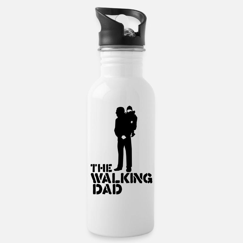 the walking dad - Trinkflasche mit integriertem Trinkhalm - Weiß