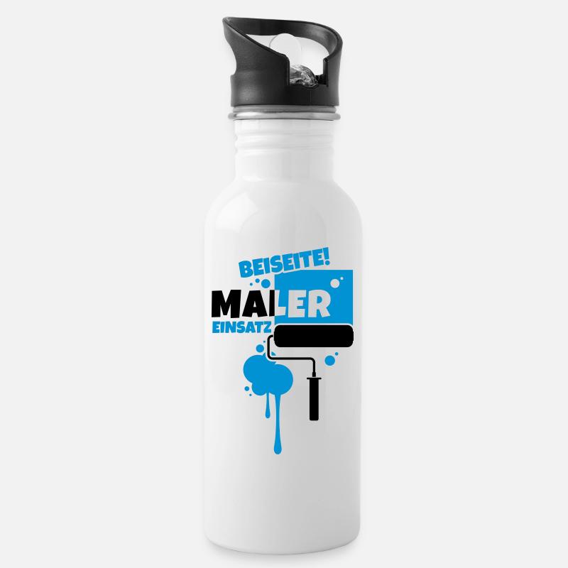beruf maler - Trinkflasche mit integriertem Trinkhalm - Weiß