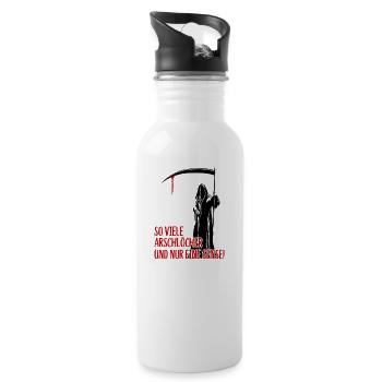 So viele Arschlöcher und nur eine Sense - Trinkflasche mit integriertem Trinkhalm - Weiß - Rechts