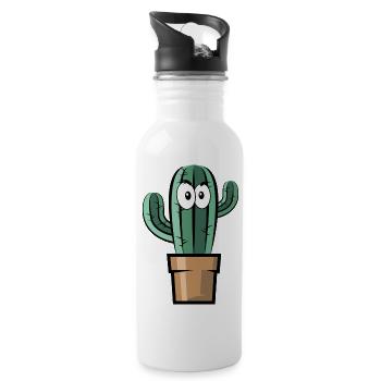 comic kaktus symbol geschenkidee comic fun cactus - Trinkflasche mit integriertem Trinkhalm - Weiß - Rechts
