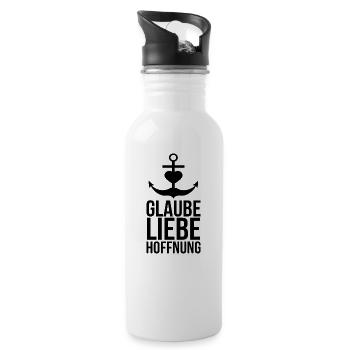 Glaube Liebe Hoffnung - Trinkflasche mit integriertem Trinkhalm - Weiß - Rechts