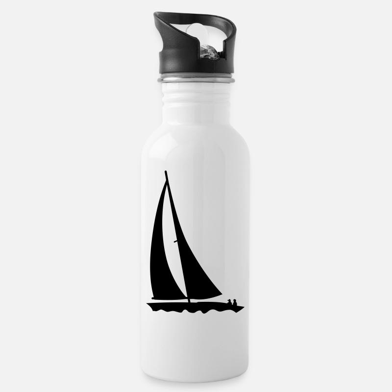 Segeln - Trinkflasche mit integriertem Trinkhalm - Weiß
