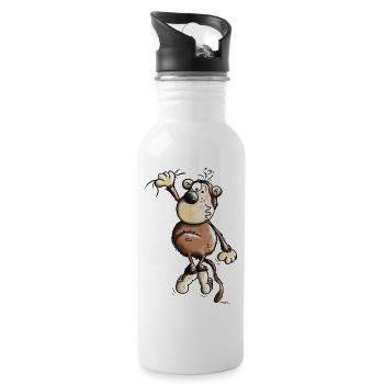 Abenteuerlustiger Affe - Trinkflasche mit integriertem Trinkhalm - Weiß - Rechts