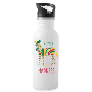 A Touch of Madness - Zebra - Color your Life ! - Trinkflasche mit integriertem Trinkhalm - Weiß - Rechts