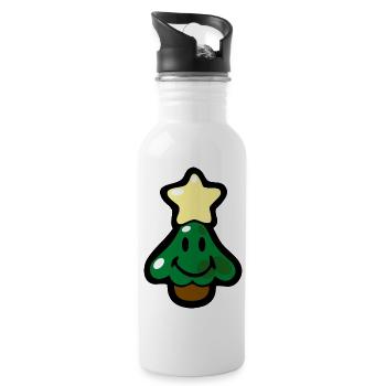 Smiley Christmas Tree with Star - Water bottle with straw - white - Right