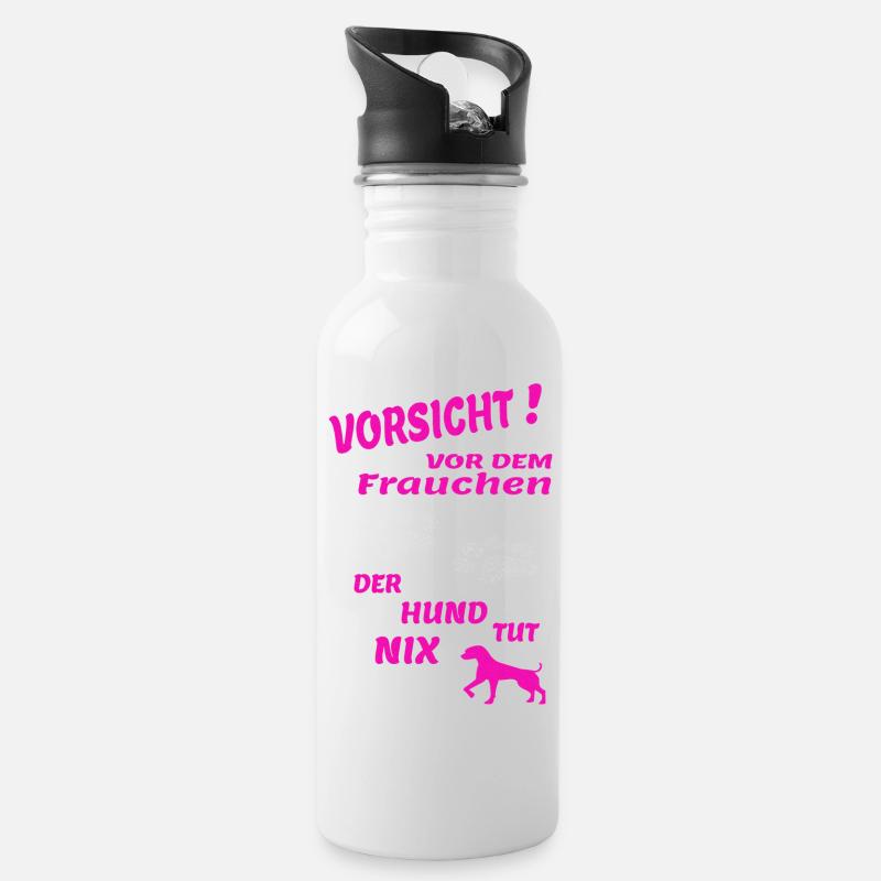 Hund Hundebesitzer Tierliebe - Trinkflasche mit integriertem Trinkhalm - Weiß