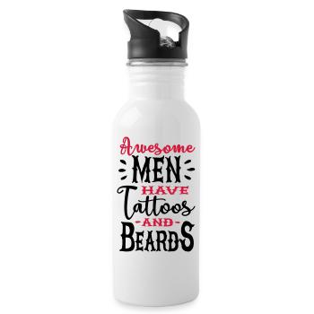 Awesome men have tattoos and beards 2clr - Gourde avec paille intégrée - blanc - Droite