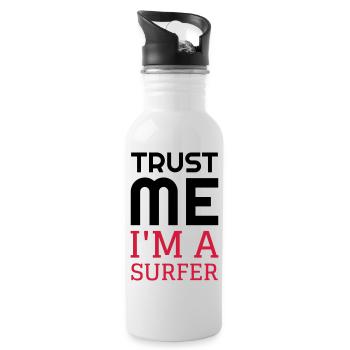 Surfen / Surfer / Surf / Surfing / Strand - Trinkflasche mit integriertem Trinkhalm - Weiß - Rechts
