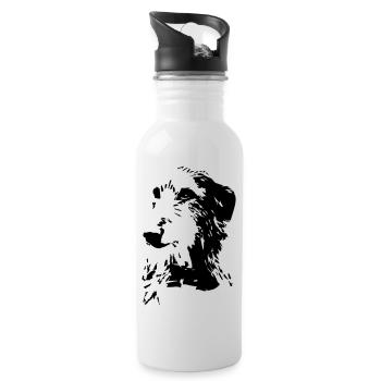 Scottish Deerhound head - Water bottle with straw - white - Right