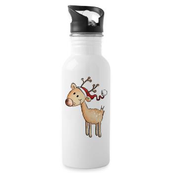 Cute Santa Claus Reindeer - Gift - Christmas - Water bottle with straw - white - Right