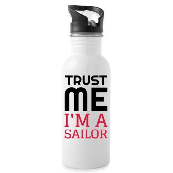 Seemann / Boot / Seebär / Segelboot - Trinkflasche mit integriertem Trinkhalm - Weiß - Rechts