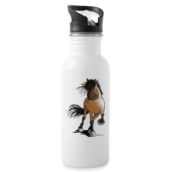 Stürmischer Isländer - Trinkflasche mit integriertem Trinkhalm - Weiß - Rechts