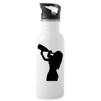 drinking girl bottle - Water bottle with straw - white - Right