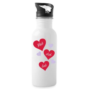 hab_dich_lieb_02 - Trinkflasche mit integriertem Trinkhalm - Weiß - Rechts