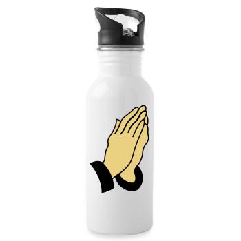 praying_hands_002 - Trinkflasche mit integriertem Trinkhalm - Weiß - Rechts