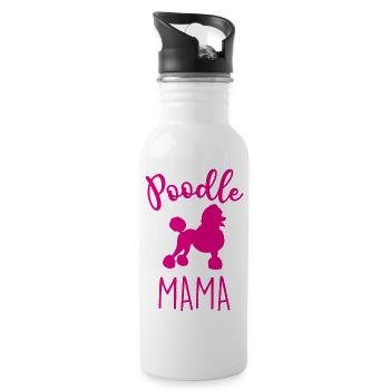 POODLE MAMA - Trinkflasche mit integriertem Trinkhalm - Weiß - Rechts