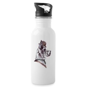Gentleman Dog (Design 6) - Trinkflasche mit integriertem Trinkhalm - Weiß - Rechts