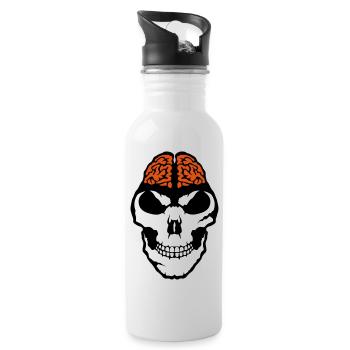 brain brain death brain skull - Water bottle with straw - white - Right