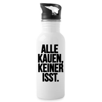 Alle kauen, keiner isst. / Techno / Droge - Trinkflasche mit integriertem Trinkhalm - Weiß - Rechts