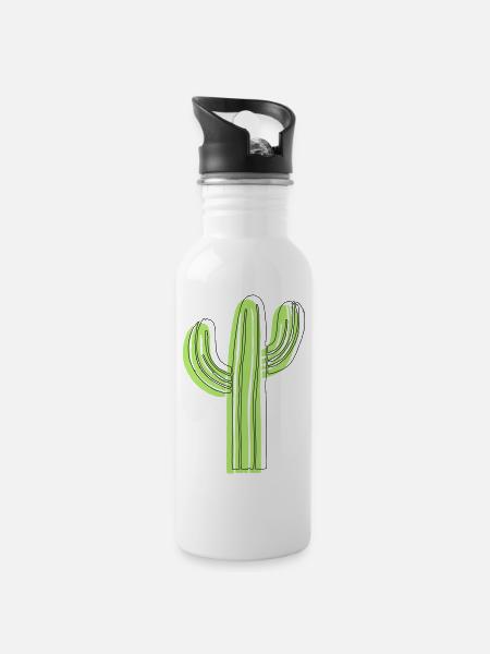 Cactus - Gourde avec paille intégrée - blanc