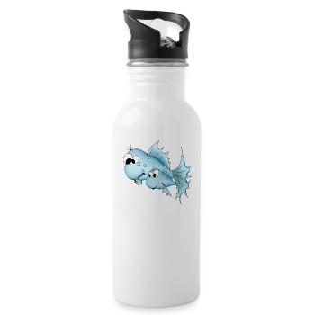 Poisson poisson bleu - Gourde avec paille intégrée - blanc - Droite