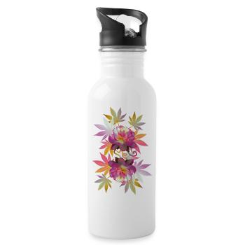 Lotusblumen - Trinkflasche mit integriertem Trinkhalm - Weiß - Rechts