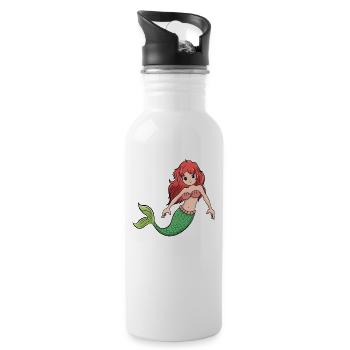 Sirène sirène baignade sirène sirène mer - Gourde avec paille intégrée - blanc - Droite