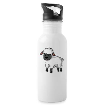 Sheep Sheep Shepherd Sheep farmer - Water bottle with straw - white - Right