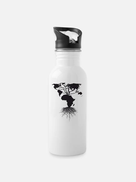 Afrika Kleidung - Trinkflasche mit integriertem Trinkhalm - Weiß