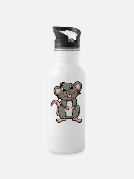rat - Gourde avec paille intégrée - blanc