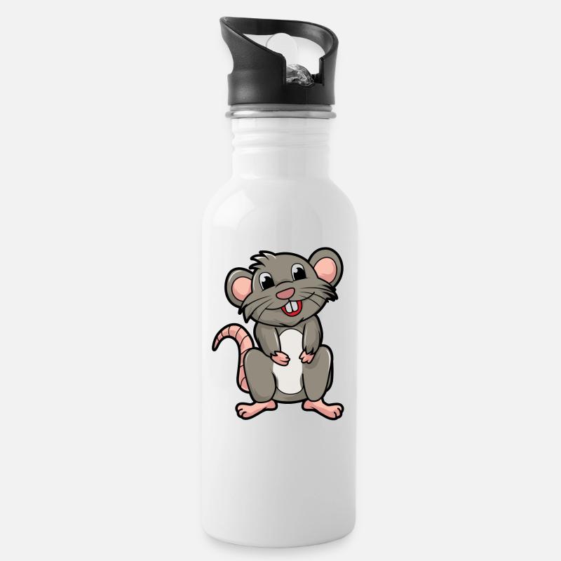 rat - Gourde avec paille intégrée - blanc