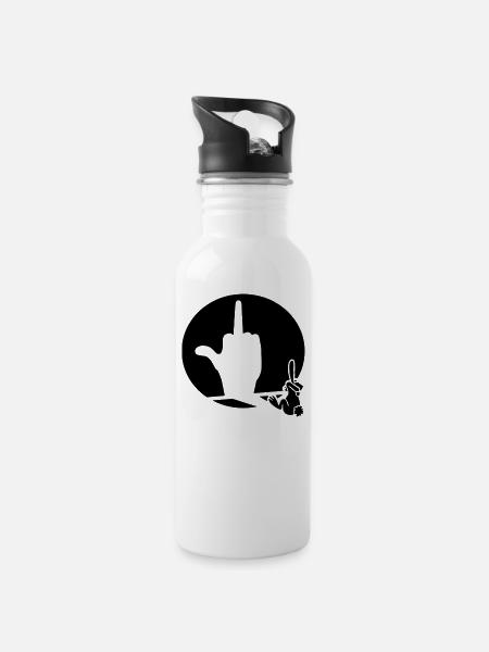 Ombre de lapin (couleur personnalisable) - Gourde avec paille intégrée - blanc