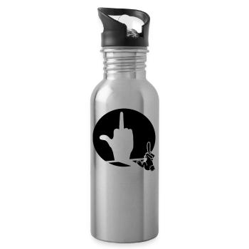 Rabbit shadow (customizable color) - Water bottle with straw - silver - Right